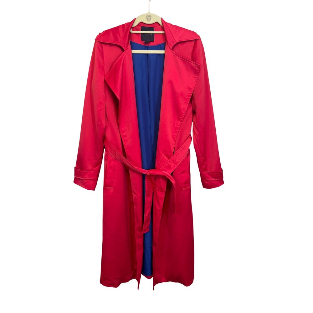 Amaryllis Womens Trenchy Coat Medium Red Classic Versatile Outerwear Casual